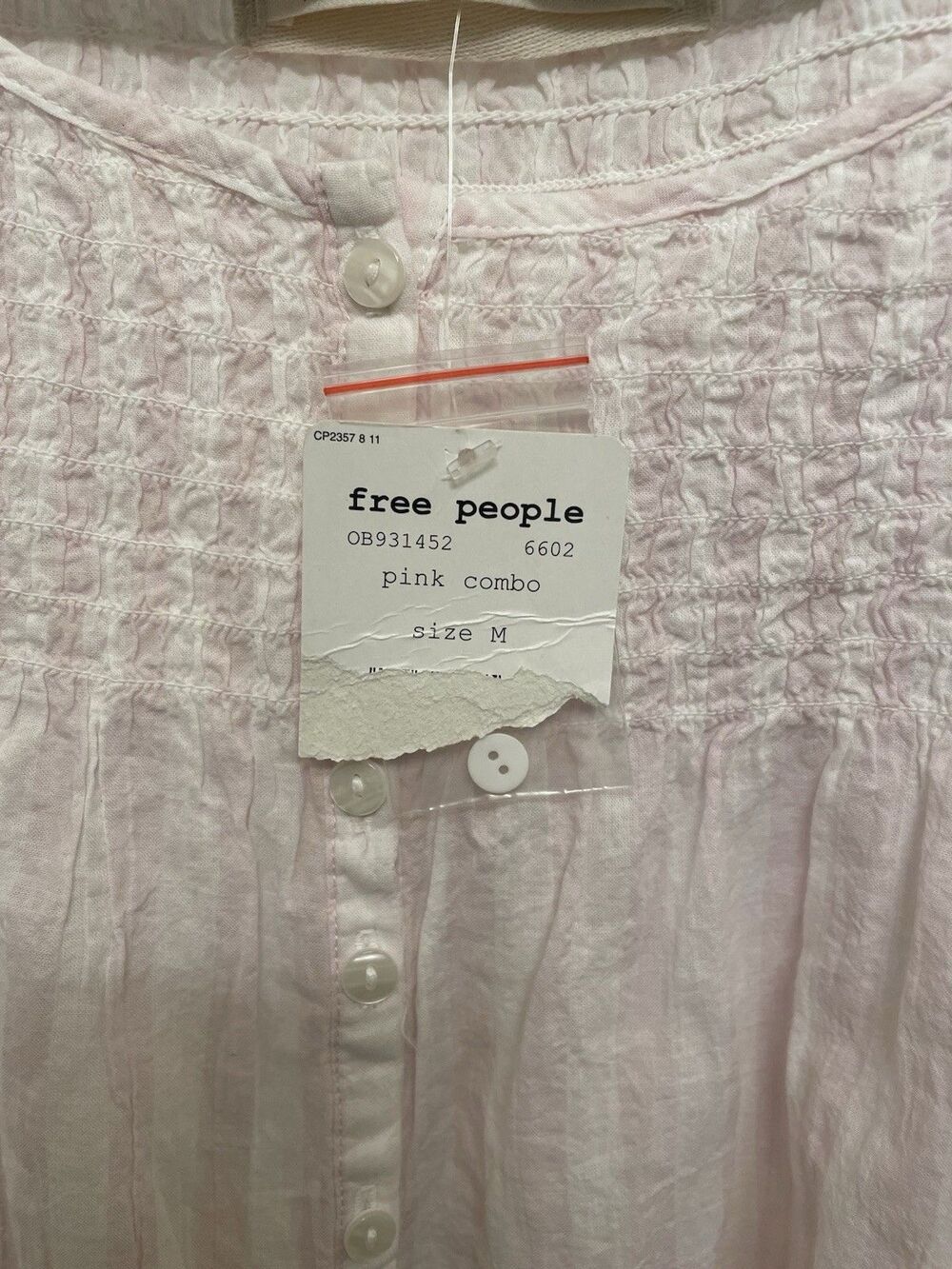 Free People M Little Bit of Something White Orange Ombre Blouse Tank NWT - Picture 3 of 6